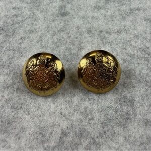2Pcs Ralph Lauren Replacement Buttons Gold Tone Crest Lion Unicorn Logo Sz 2CM